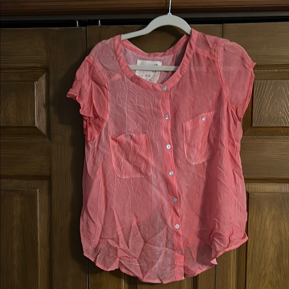 Free People Pink Blouse Lightweight Sheer